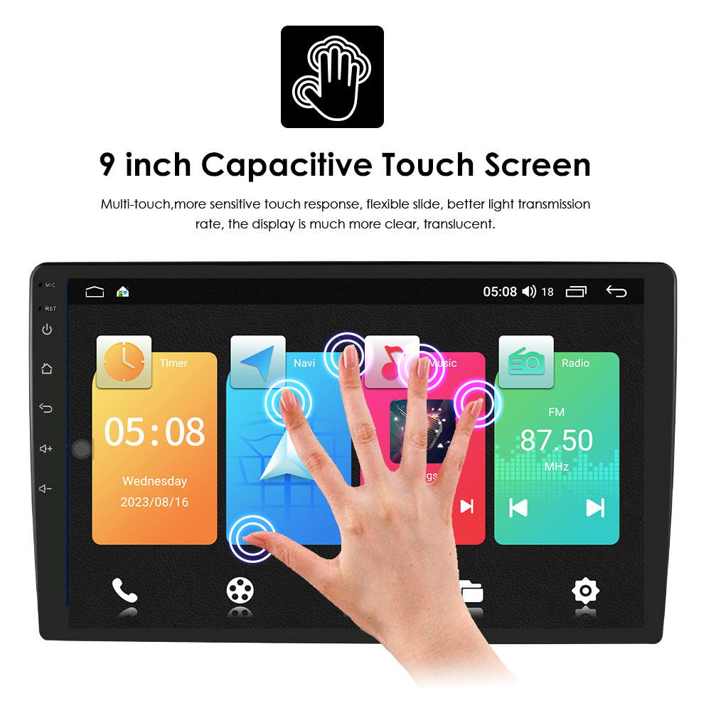 High Resolution 9" Android 10 Car Audio Radio Stereo with GPS WIFI IPS Car Screen