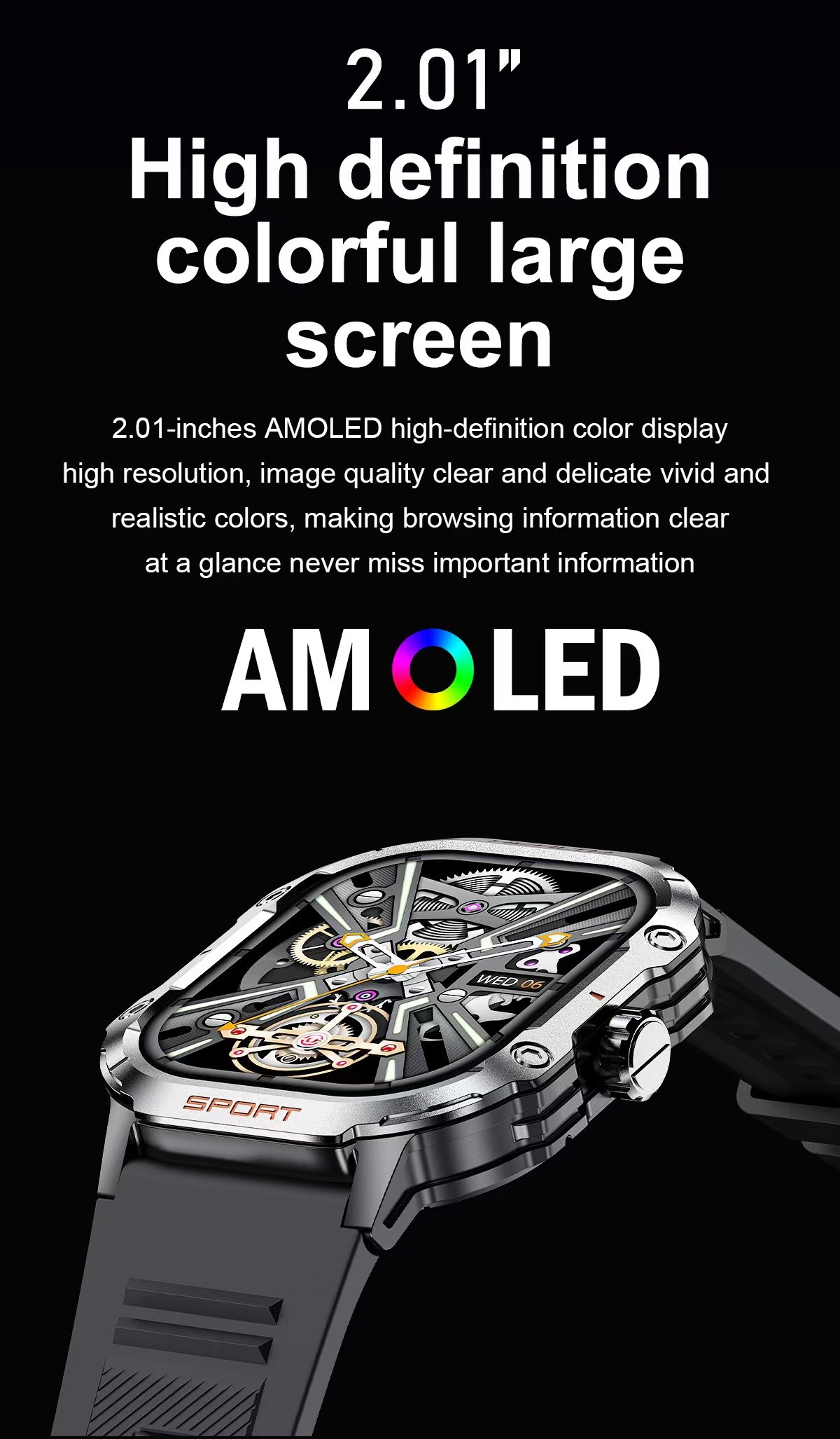 Outdoor HK24 SmartWatch 2.01 Inch Amoled Screen BT Call IP67 Waterproof SmartWatch