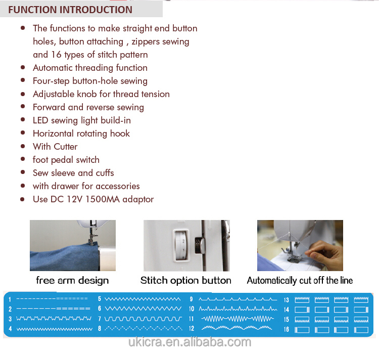 Manual Feed Mechanism Mini Household Sewing Machine UFR-611 with Flat-Bed Configuration