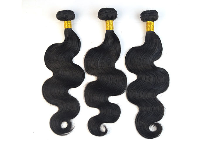 6A+ Remy Virgin Human Hair Extensions Natural Black Body Wave