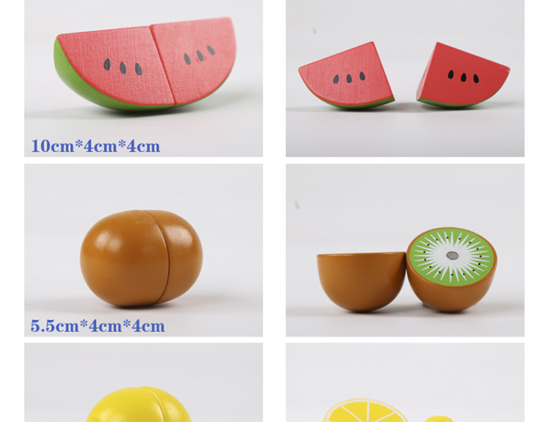 Colored 19cm Wooden Fruit Cutting Set Toy Kid Education