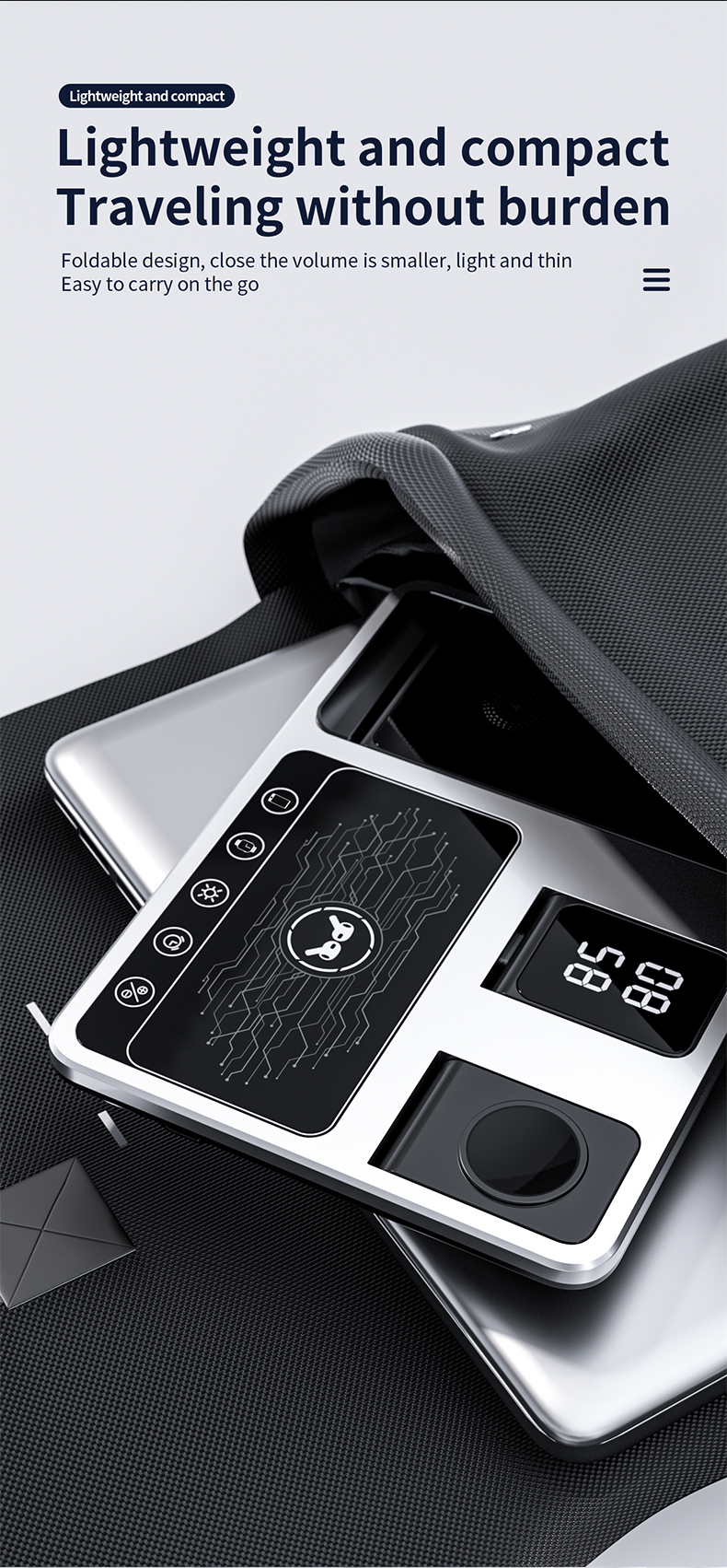 Black Fast Wireless Charger With 15W Maximum Output Power And Smart Touch Control