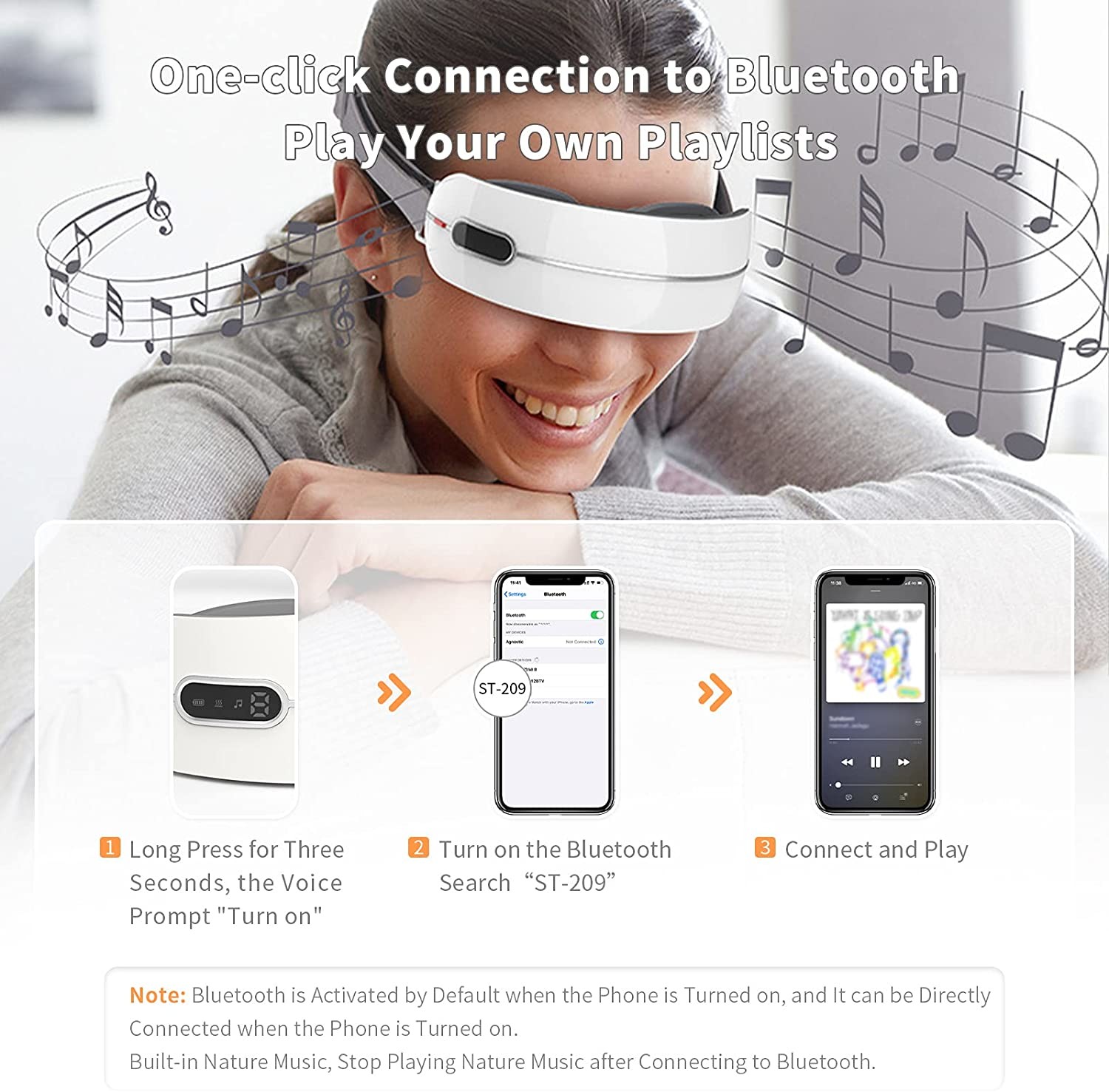 ROHS Intelligent Rechargeable Eye Massager For Migraines Fatigue Relief