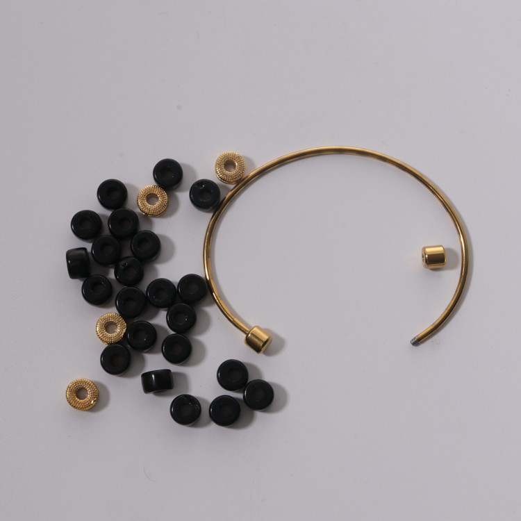 DIY Removable Bangles With Beads Red Imperial Stone 18k Real Gold Plated