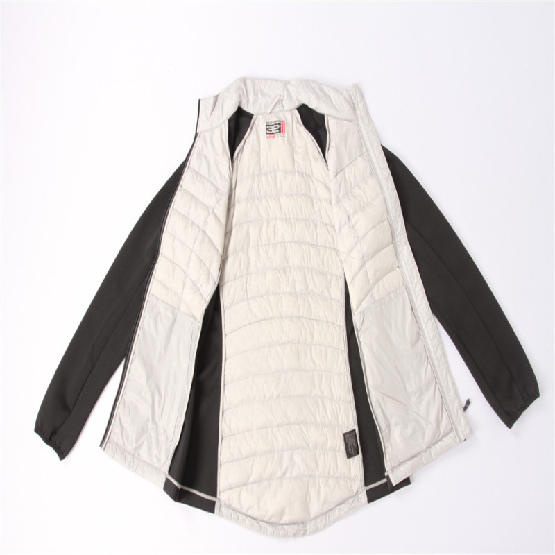 32.,Ladies Ultra Light Down Jacket With Knit Sleeve Cheap Price Good Quality See Through Design