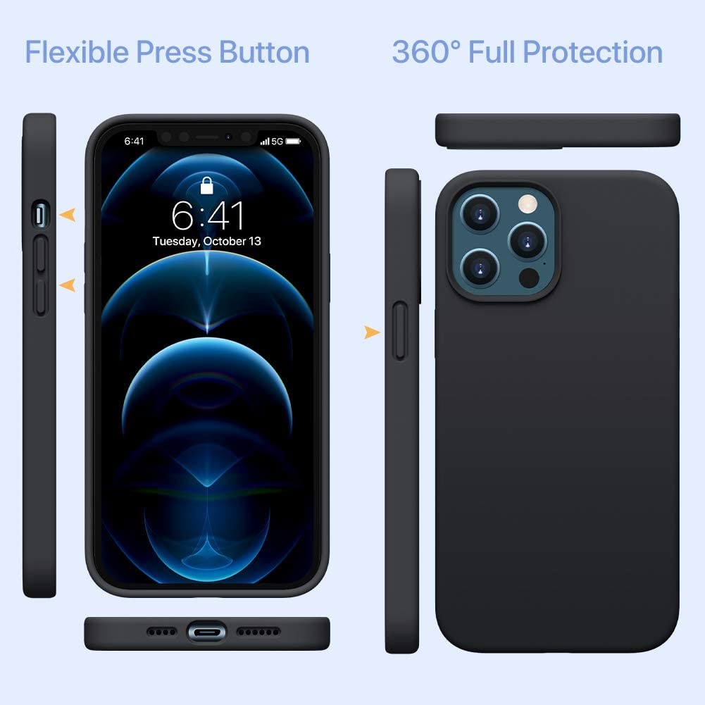 Liquid Silicone Case,Gel Rubber Full Body Protection Shockproof Drop Protection Phone Case for iPhone 12