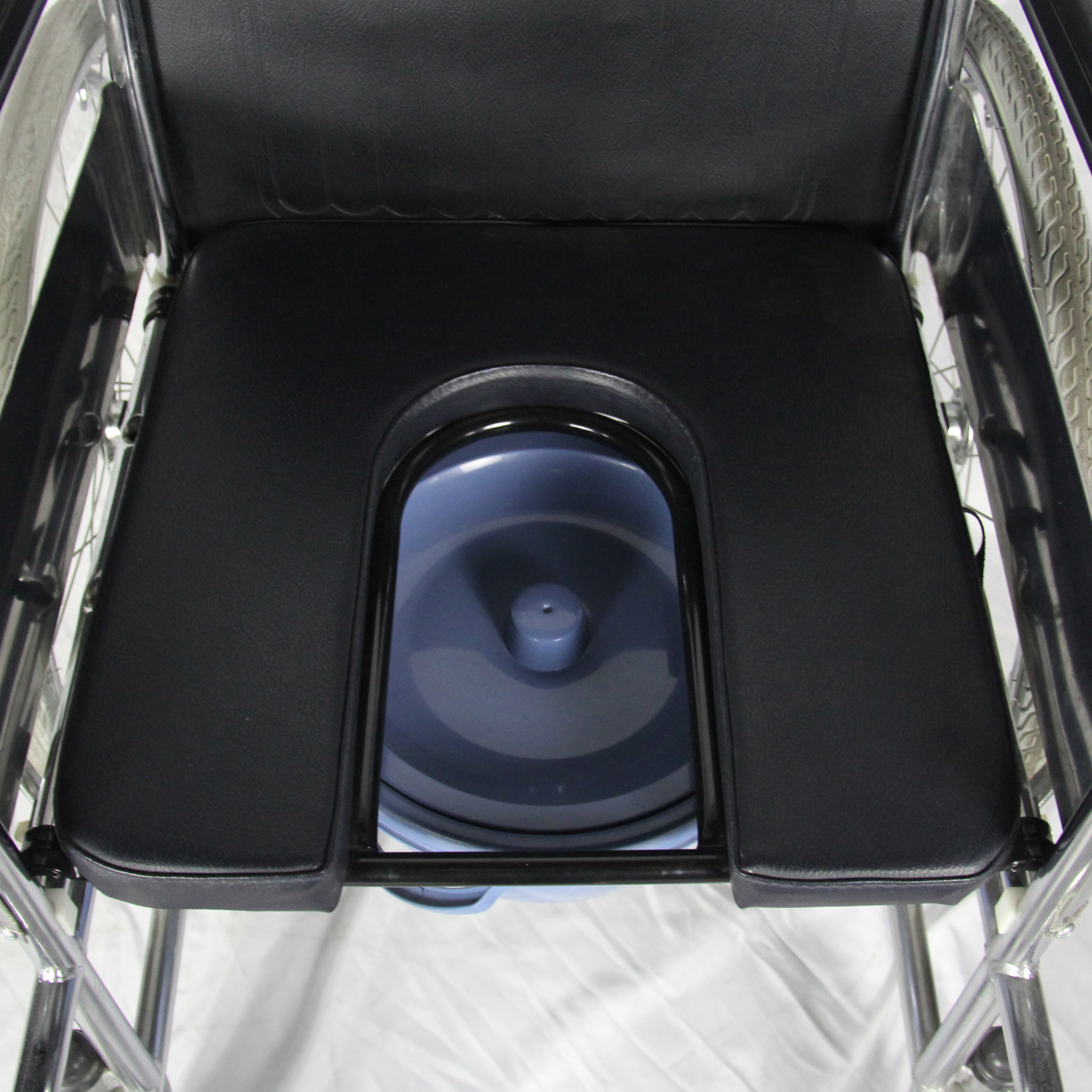 Fixed Armrest Footrest Transport Chair With U Shape Seat Commode