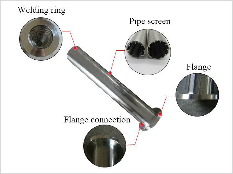 No Clogging Less Pressure Drop Wedge Wire Screen Pipe 0.02mm Slot