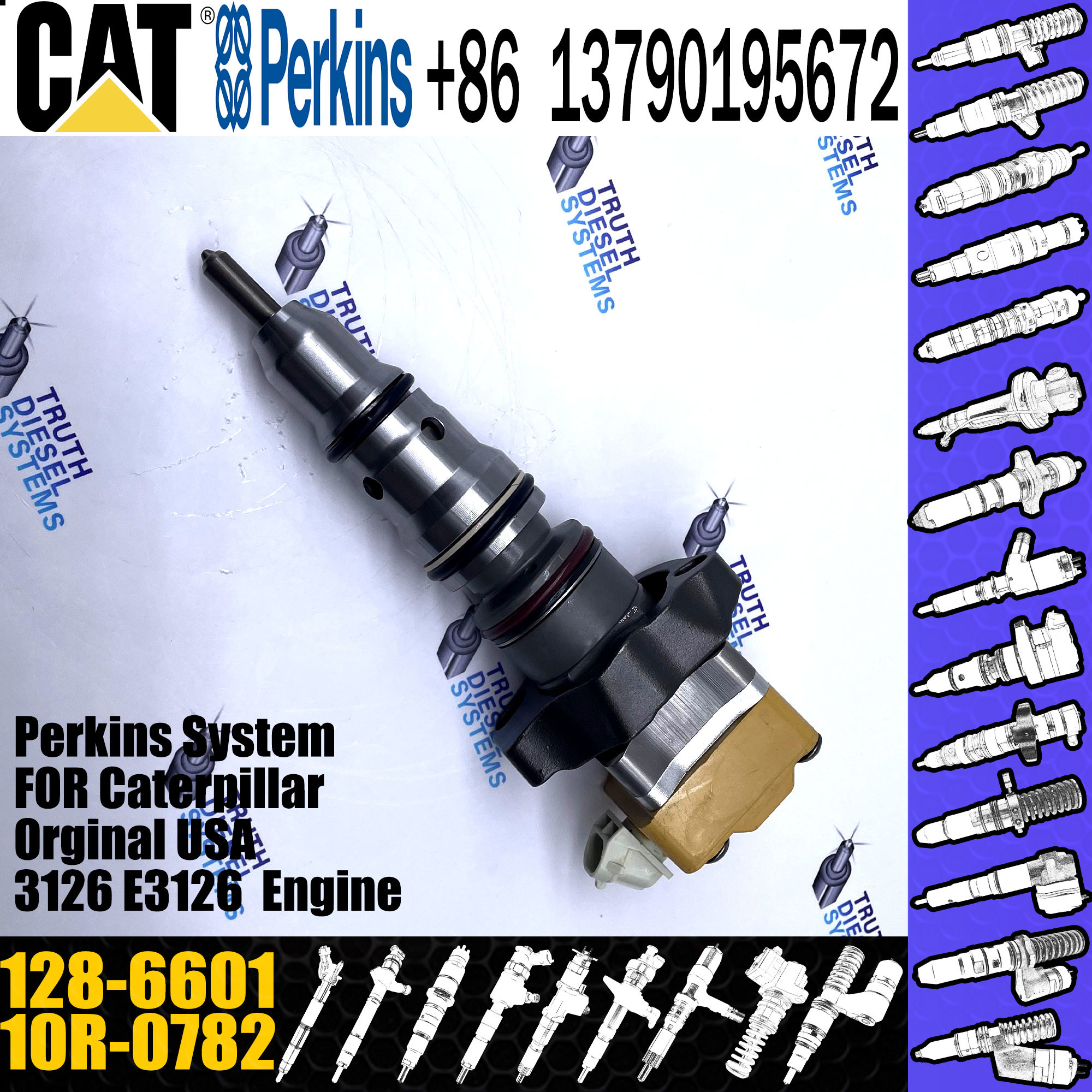 Excavator Parts E325 3126 Diesel fuel injector196-1401 183-0691 1830691 1830691C1 128-6601 for caterpillar inyector
