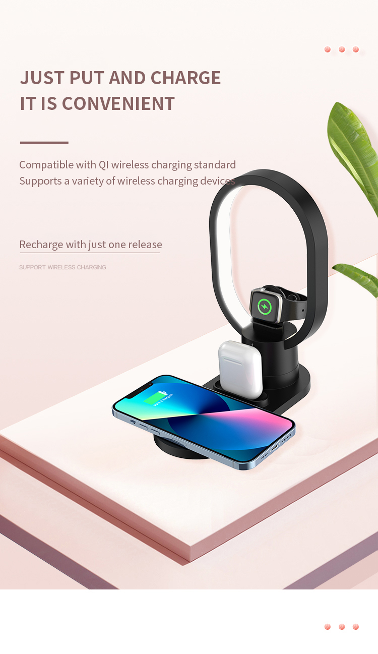 ABS Magnetic 4 In 1 Wireless Fast Charging 15W Wireless Charger With Night Light for Type C Devices