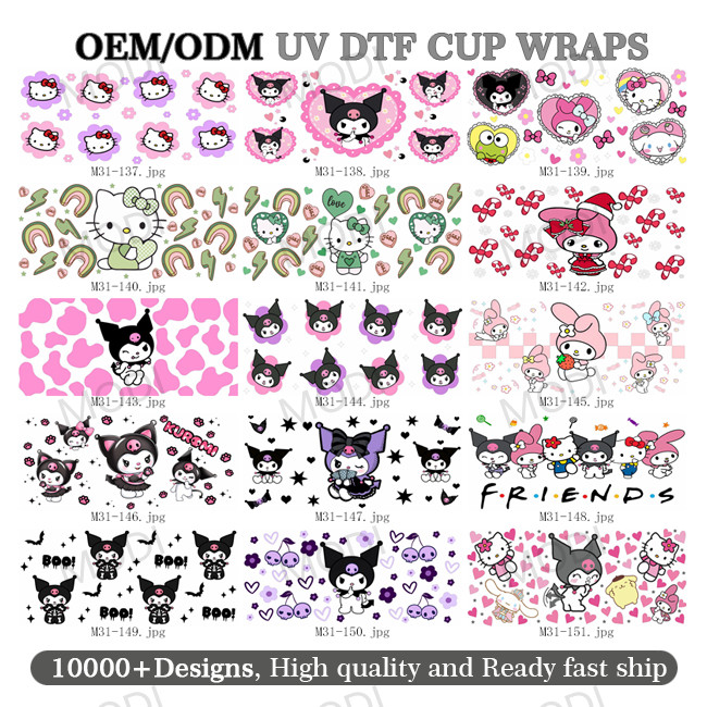Imaiwill Custom MOQ High Quality Fashion Transfer Label Transparent Film UV DTF Glass Jar Packaging Transfer Cartoon