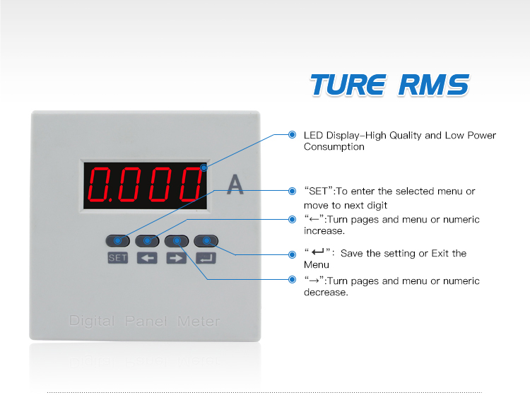 J model 96*96 mm Single Phase LED Current Ampere Meter