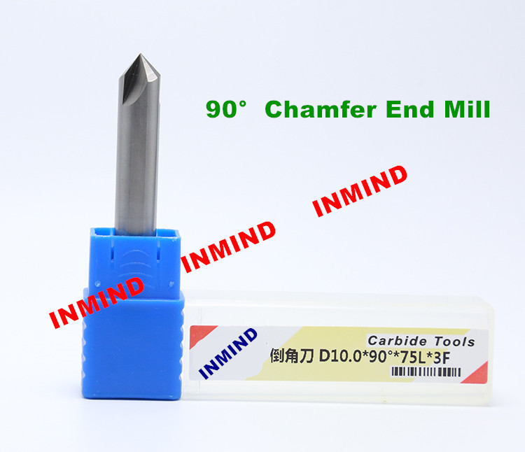 Precise 6mm / 7mm / 8mm Chamfer End Mill With TiSiN Coating 90 Degree Angle