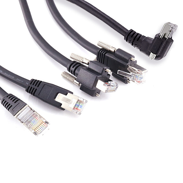 Cat6A Camera Industrial Ethernet Cable S/FTP RJ45 8P With Lock Screw GigE