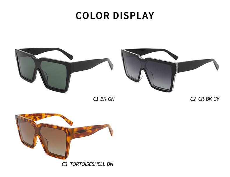 Big Square Acetate Sunglasses Block UV , 145mm Rectangular Frame Sunglasses