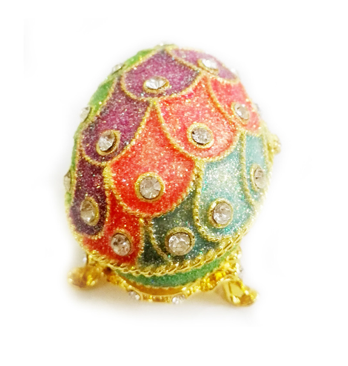 Crystal Easter Faberge Egg Jewelry Box Earrings Russian Trinkets Case Easter Gifts Collectible Figurines Creative Gifts