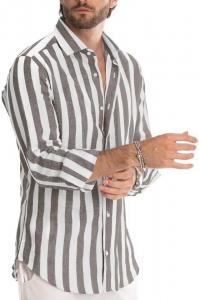 Buy cheap                  High Quality Slim Striped Shirt Long Sleeve Large Size Color Plus Size Summer Cotton Linen Men&prime;s Shirt              product
