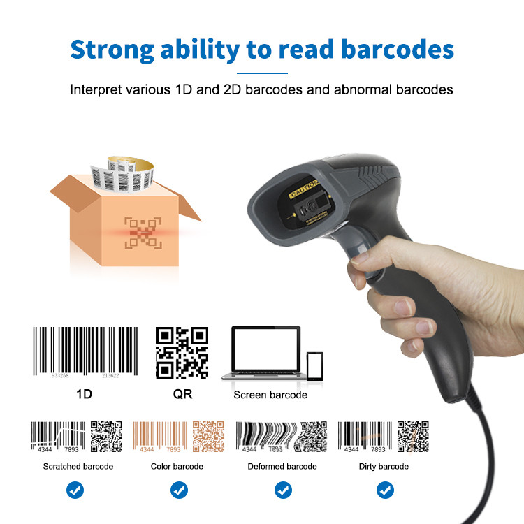 Luckydoor 2D Wireless Barcode Scanner Bluetooth QR Code Reader DC5V