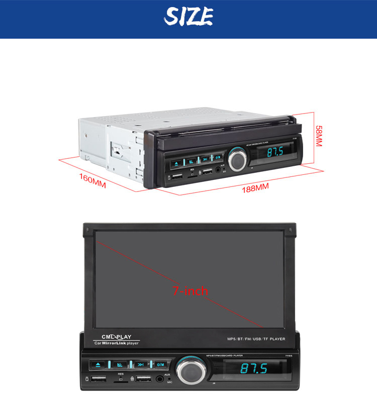 USB MP3 MMC WMA Car MP5 Player 1 Din Car Radio Autoradio Car Stereo