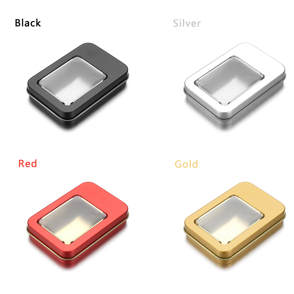 115x85x22mm Tin Box With Clear Window , Multicolor Small Metal Hinged Tins