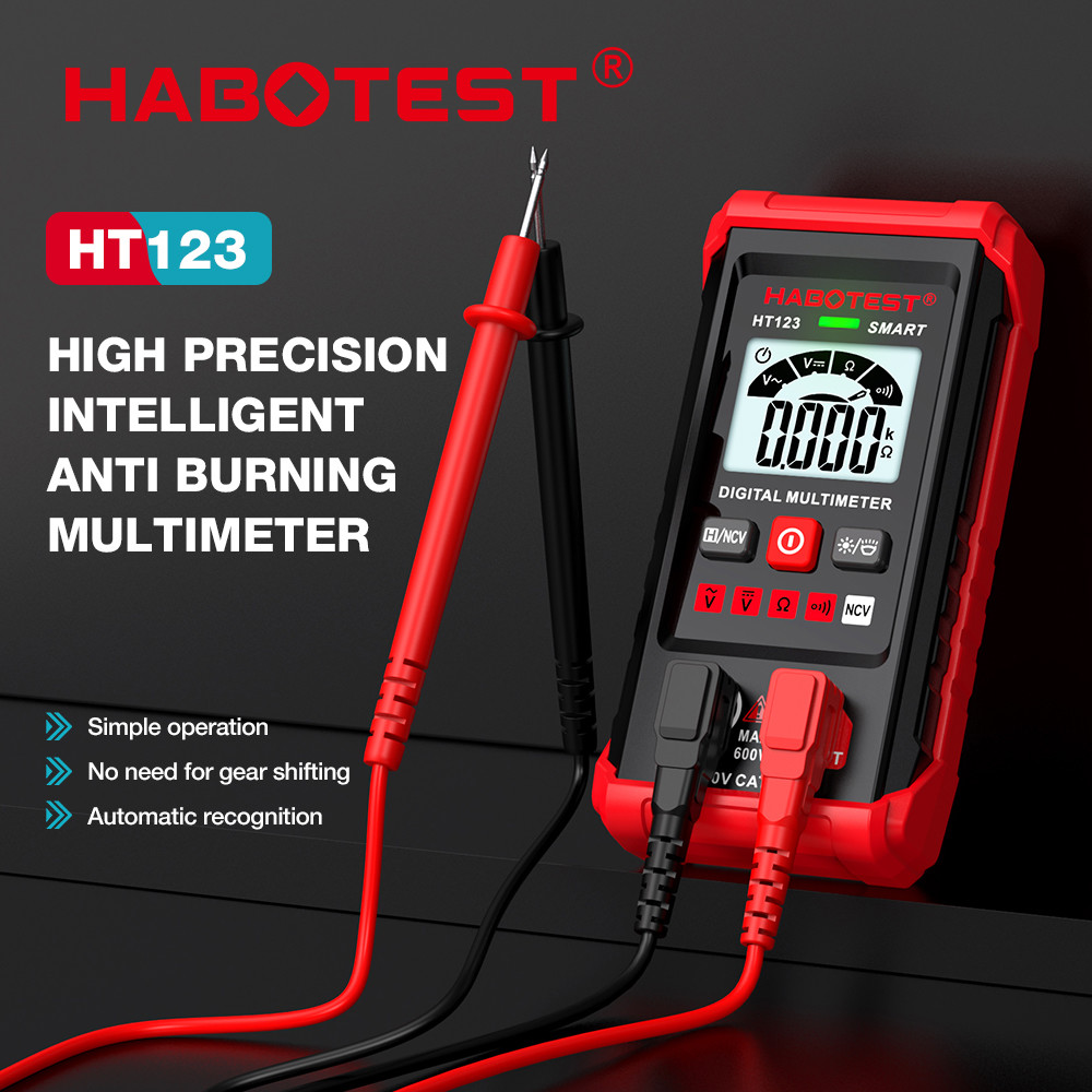 HT123 Smart Digital Multimeter AC/DC Voltage Resistance Continuity Measurement Tester NCV Multimeter With Backlight