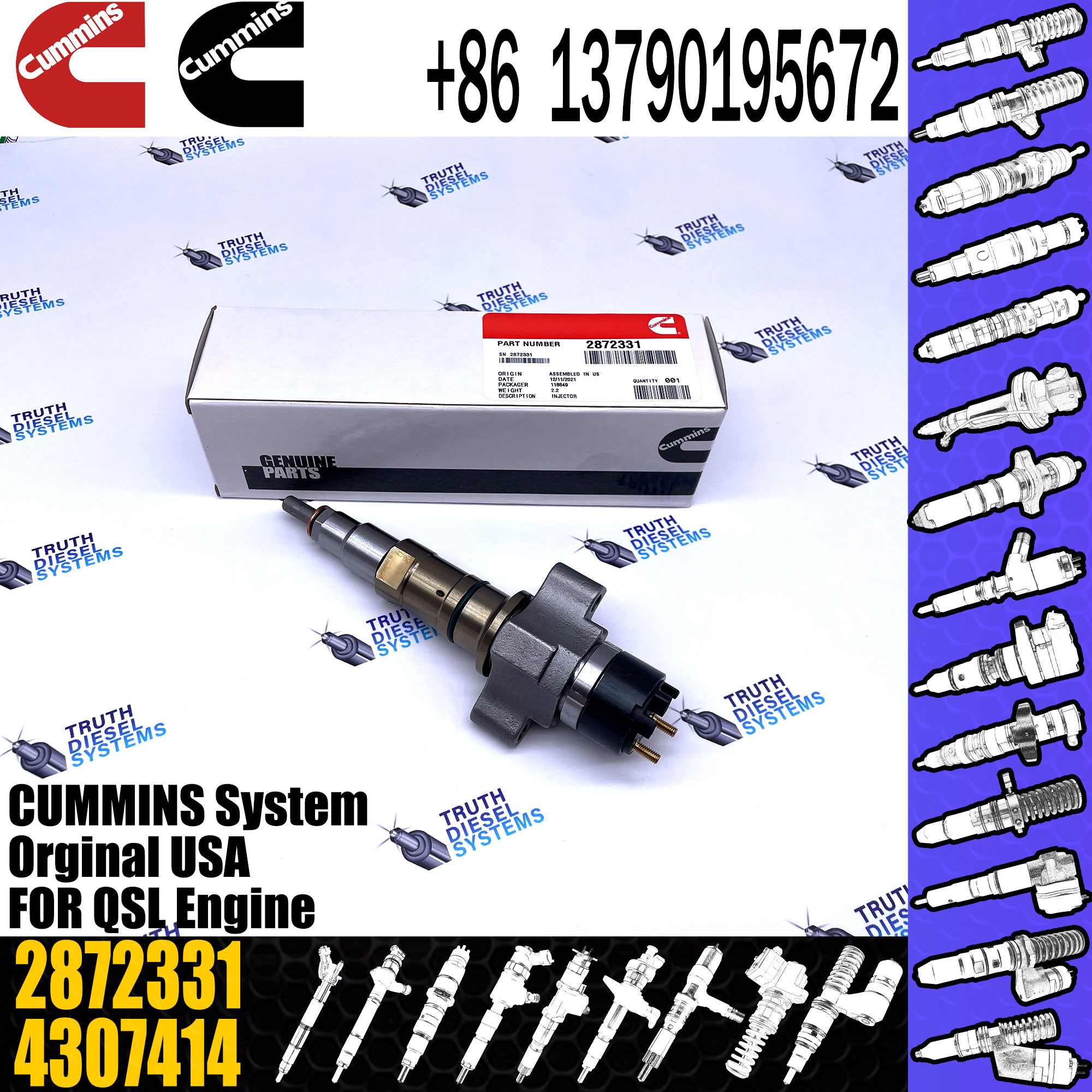 5579409 4921827 2872331 Fuel Injector Assy For ISL Construction Machinery Parts