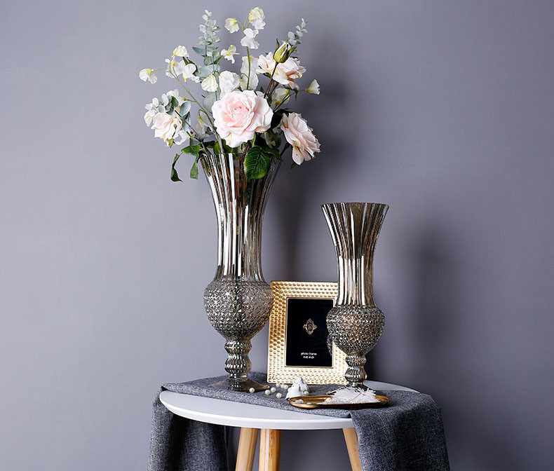 European Glass Vase Rich Bamboo Hydroponic Flowerware Champagne Gold Household Furnishings