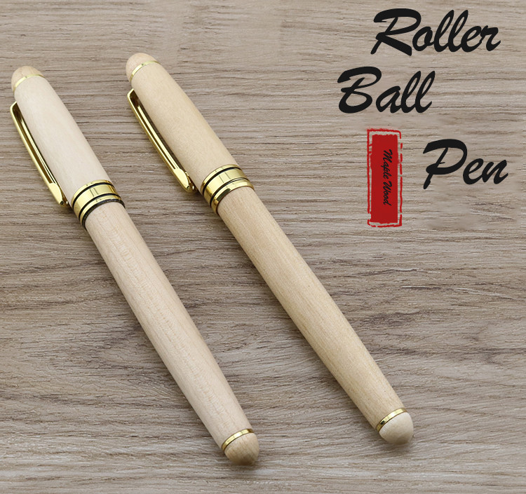 Retro Maple Wood Signature Pen 0.5mm Metal Clip Business Roller Ball Pen