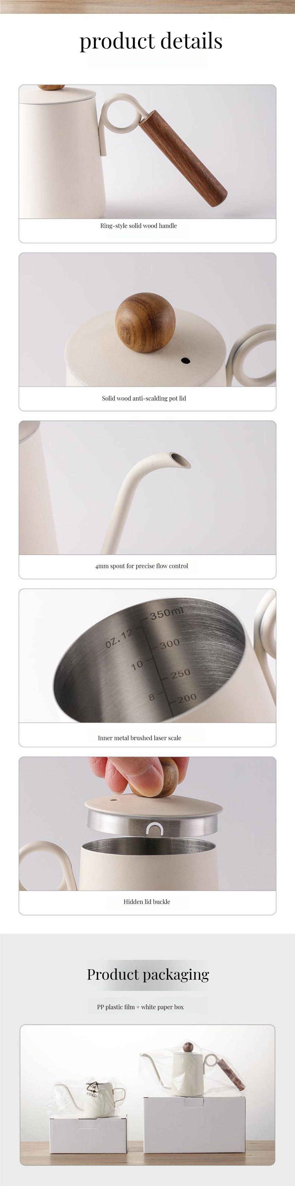 Stainless Steel Gooseneck Coffee Maker with Sleek Modern Design and Long Mouth Hanging Ear Drip Spout