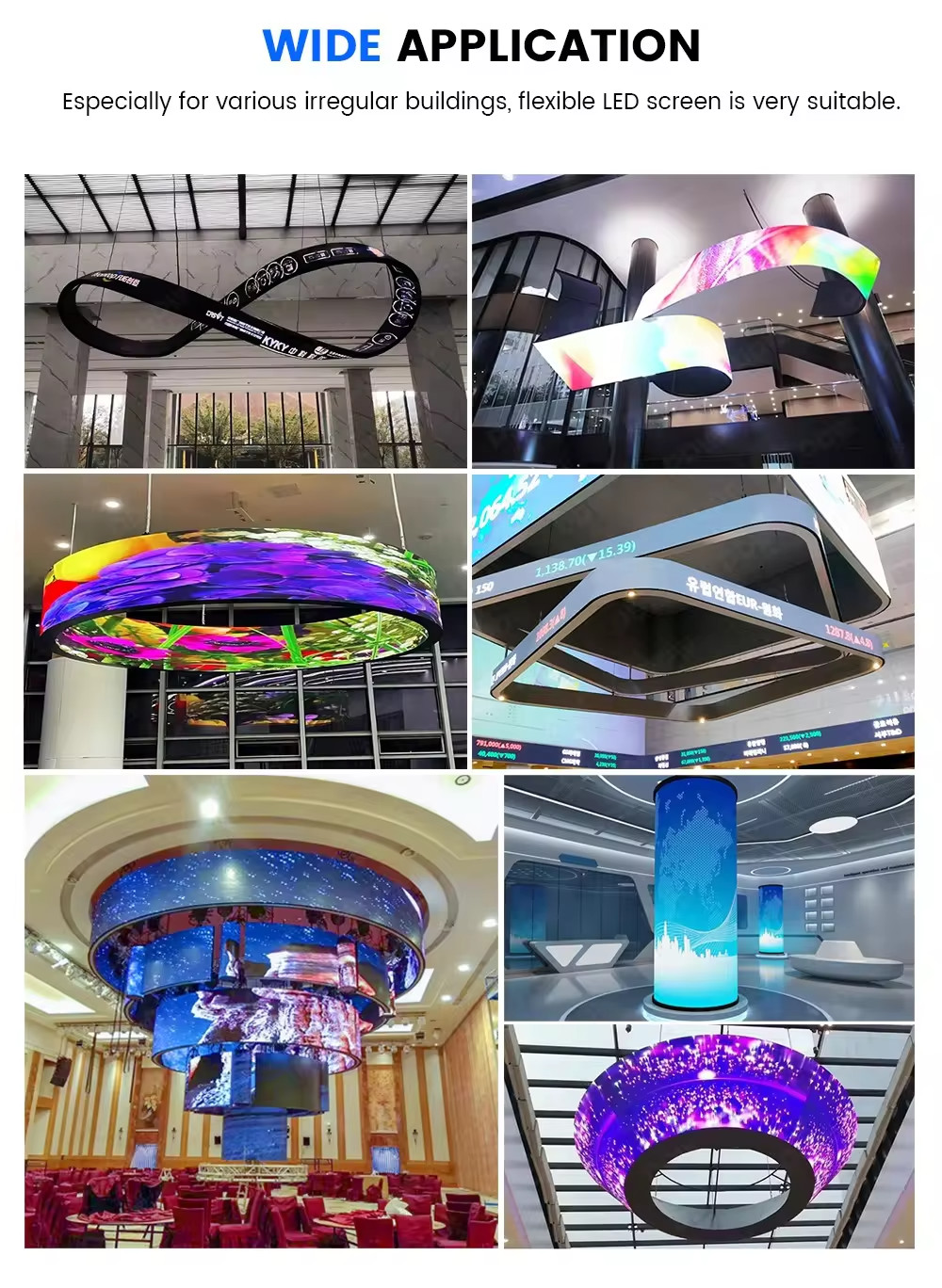 Original Type Flexible Soft Screen Vertical Indoor LED Display Screens for Wedding