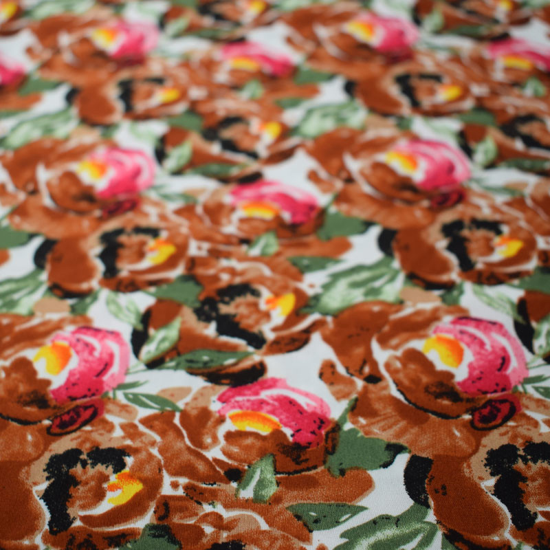 Plain Digital Printing Rayon Silk Jacquard Floral Dress Fabric 45S*45S