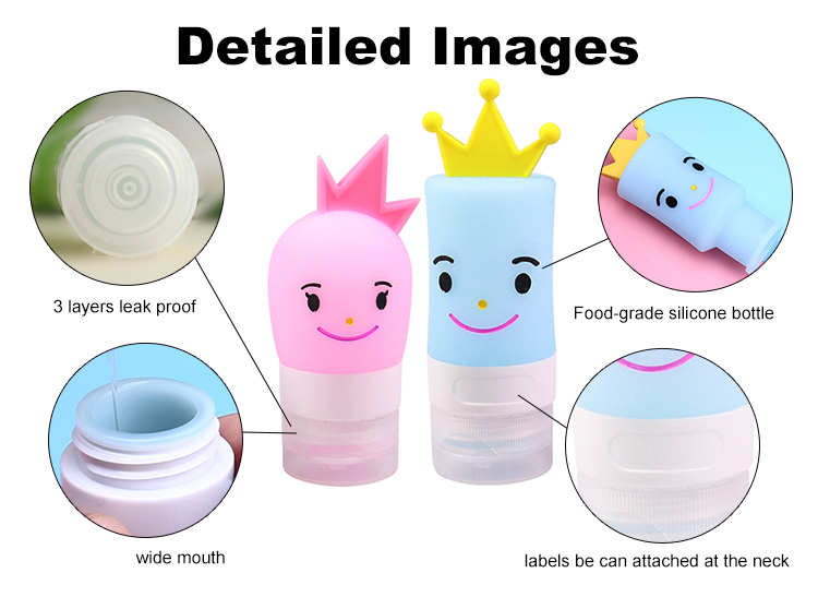 Food Grade Empty 40ml Cartoon Silicone Travel Bottles