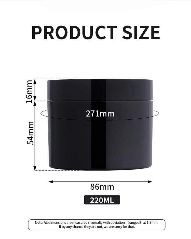 Factory wholesale empty Glossy matte black dark pet cosmetic eye face cream jar