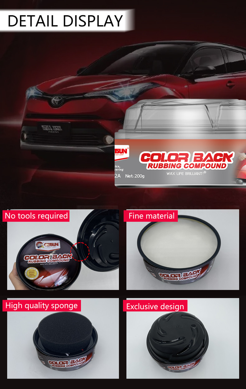 Color Back Car Care Paint Rubbing Compound For Headlights Water Based OEM