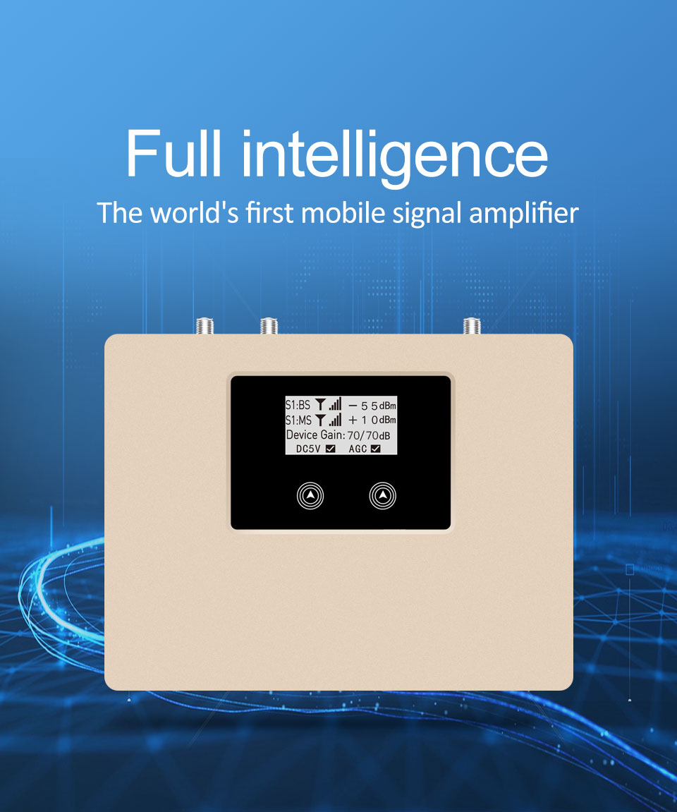 1800MHz 2100MHz Mobile Signal Boosters 70dB Gain With LCD Display