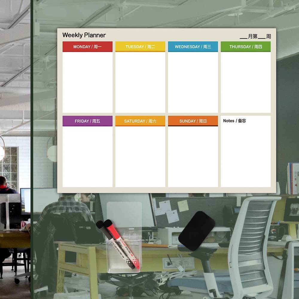 Soft Whiteboard Sheets Reusable Calendar Planner Self Sticky Weekly Planner 17x11'' 17x13''