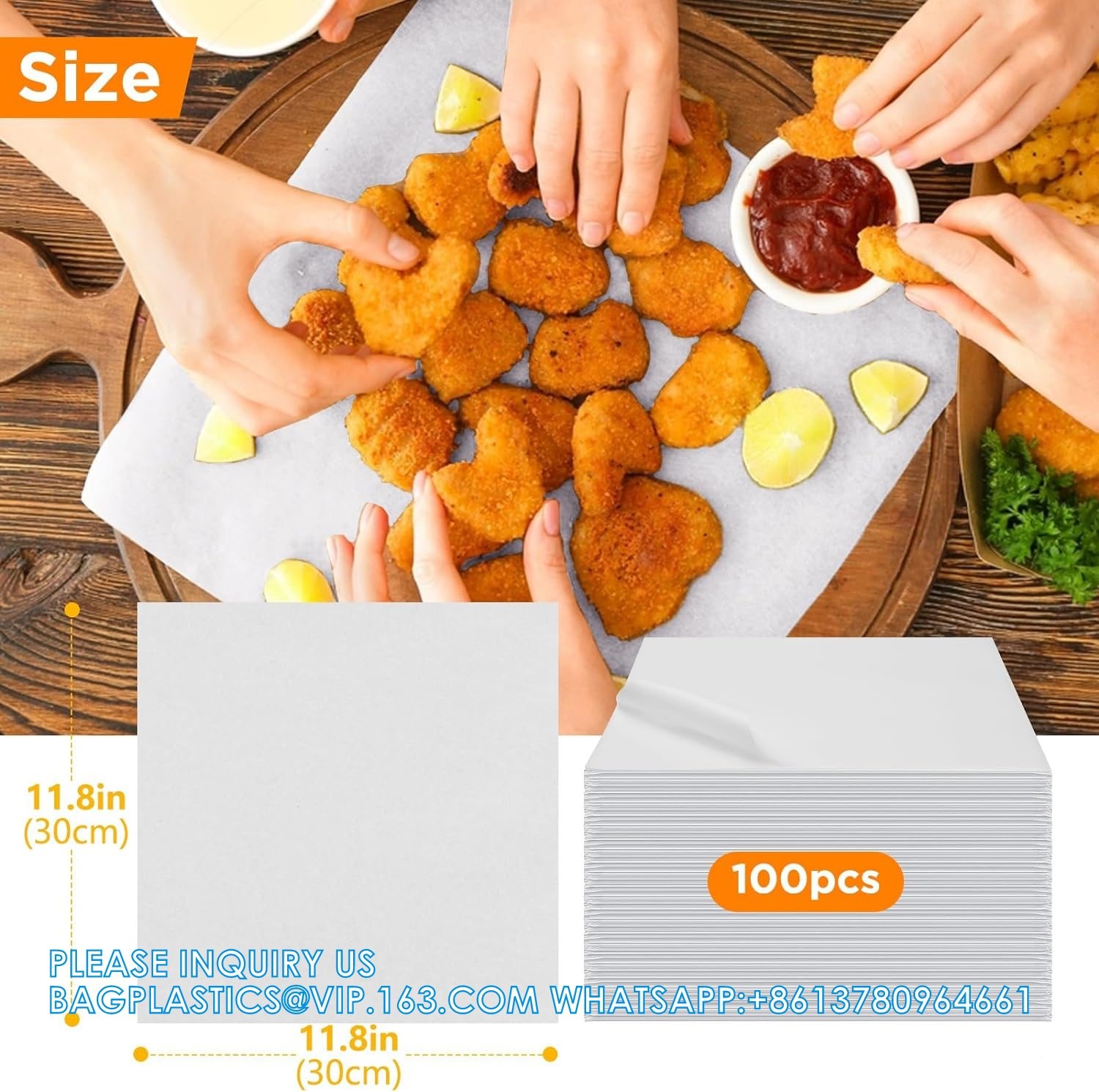 White Waxed Deli Paper Sheets 12 * 12 Inch, Food Basket Liners For Sandwiches, Burgers, Grease Proof Liners