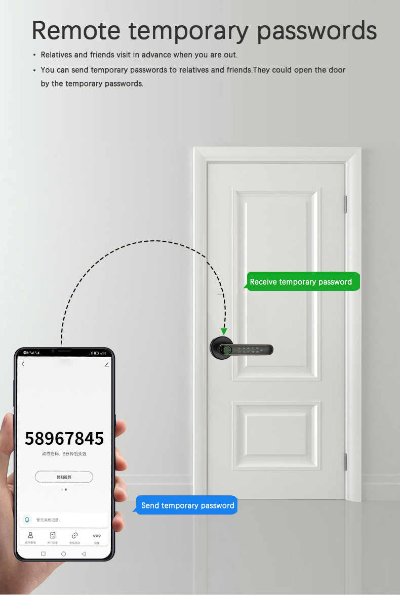 Inside Door Fingerprint Intelligent Lock Multiple Languages Support Bluetooth Tuya App