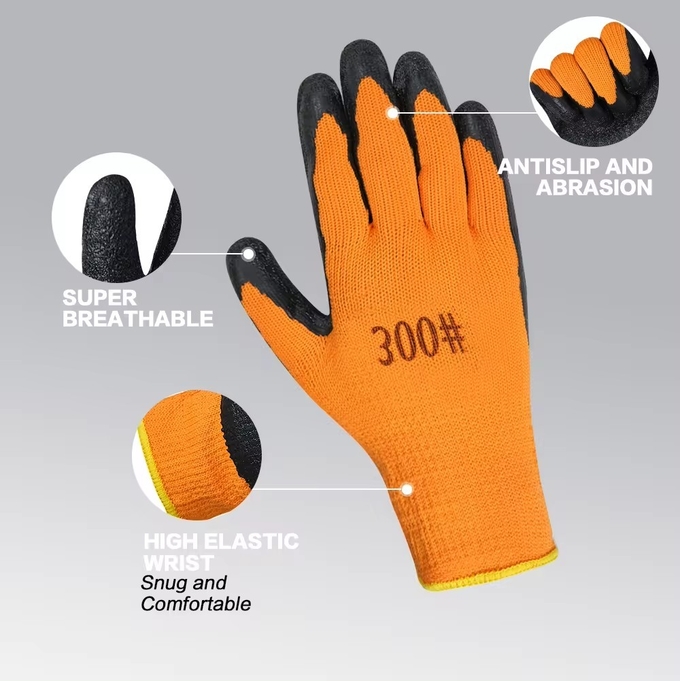 Professional Work And Protection Latex Coated Crinkle Safety Glove Comfortable Wear Gardening Gloves For Construction