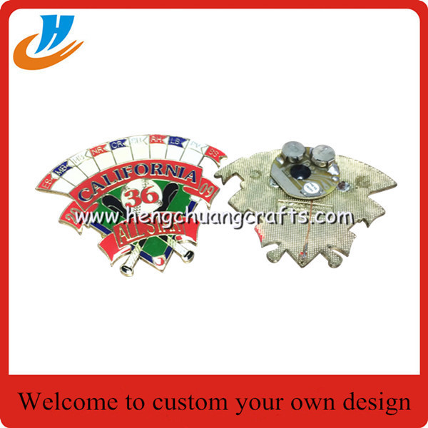 Custom design baseball badge soft enamle with epoxy baseball lapel pin
