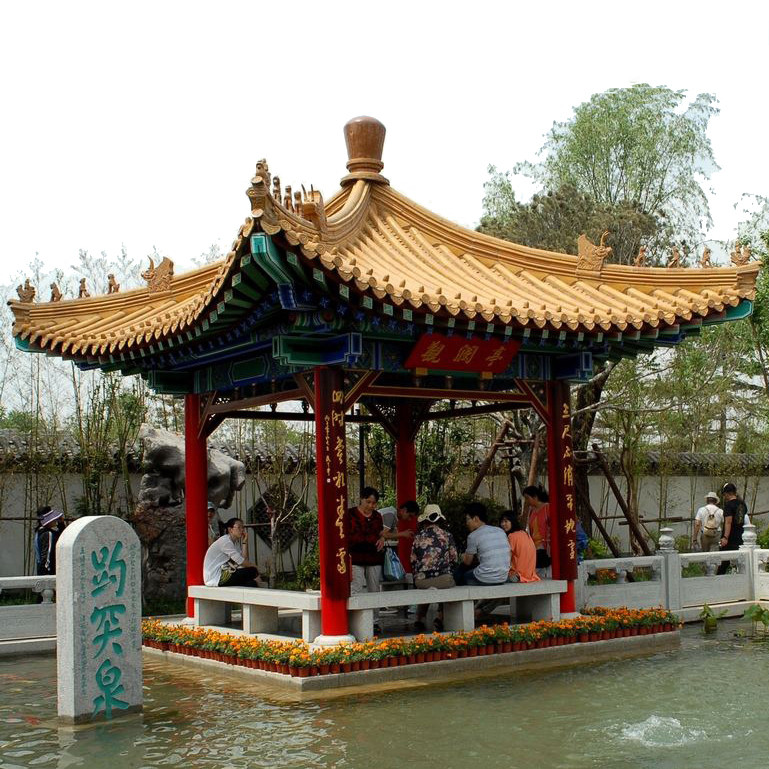Old Chinese Style Glazed Gazebo Roof Tiles Yellow Color