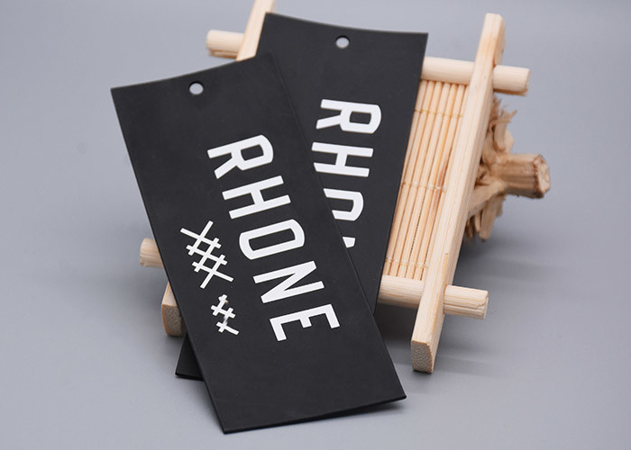 Black TPU Printing Custom Garment Hang Tags With Silicone Logo