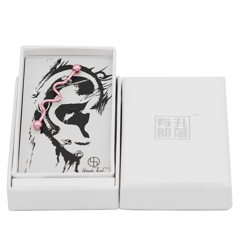 Stainless Electrophoresis Pink Industrial Piercing Jewelry For Guys
