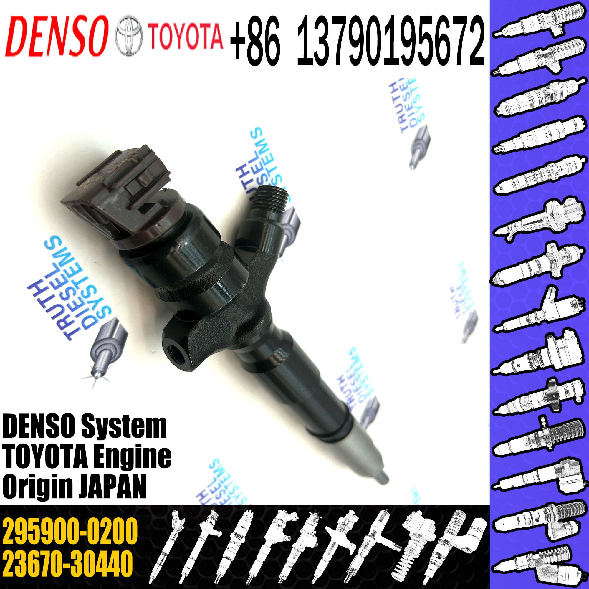 Common Rail Fuel Injector 23670-30440 23670-39435 295900-0250 295900-0200 For Toyota