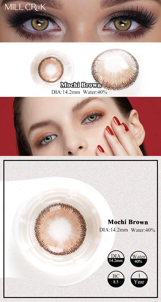FDA Approved Glutinous Brown Colored Contacts lenses 14.2mm