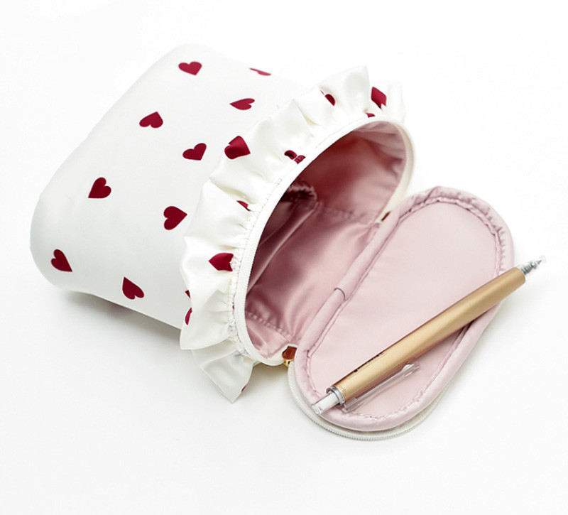 Plain Round Cylinder Bucket Portable Custom Cosmetic Bag