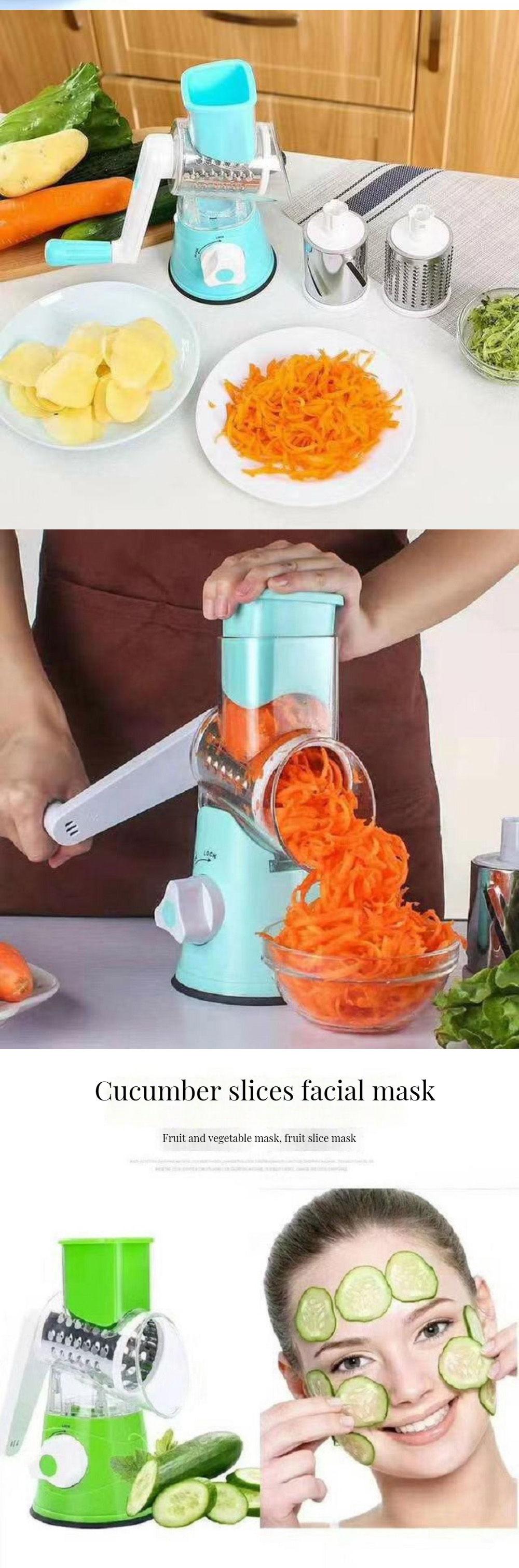 Pineapple Slicer and Hand Vegetable Slicer 3-in-1 Rotary Shaver for Vegetable Cutting