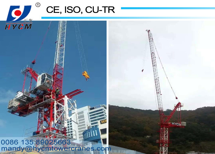 D5523 Luffing Jib Tower Crane 55m Boom Length 12T Load Split Mast Section to Save Containers