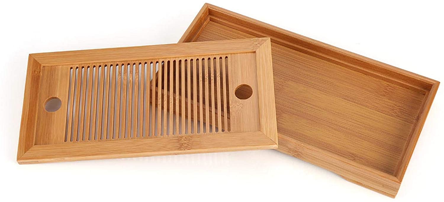 ODM Chinese Bamboo Wooden Tea Trays With Drain Solid Natural Nanzhu