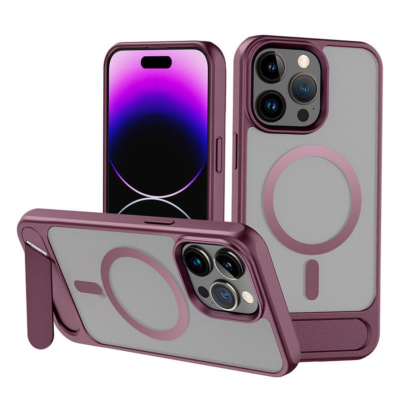 Compatible Invisible Stand Magsafe Phone Case Shockproof Matte For iPhone 16 15 14